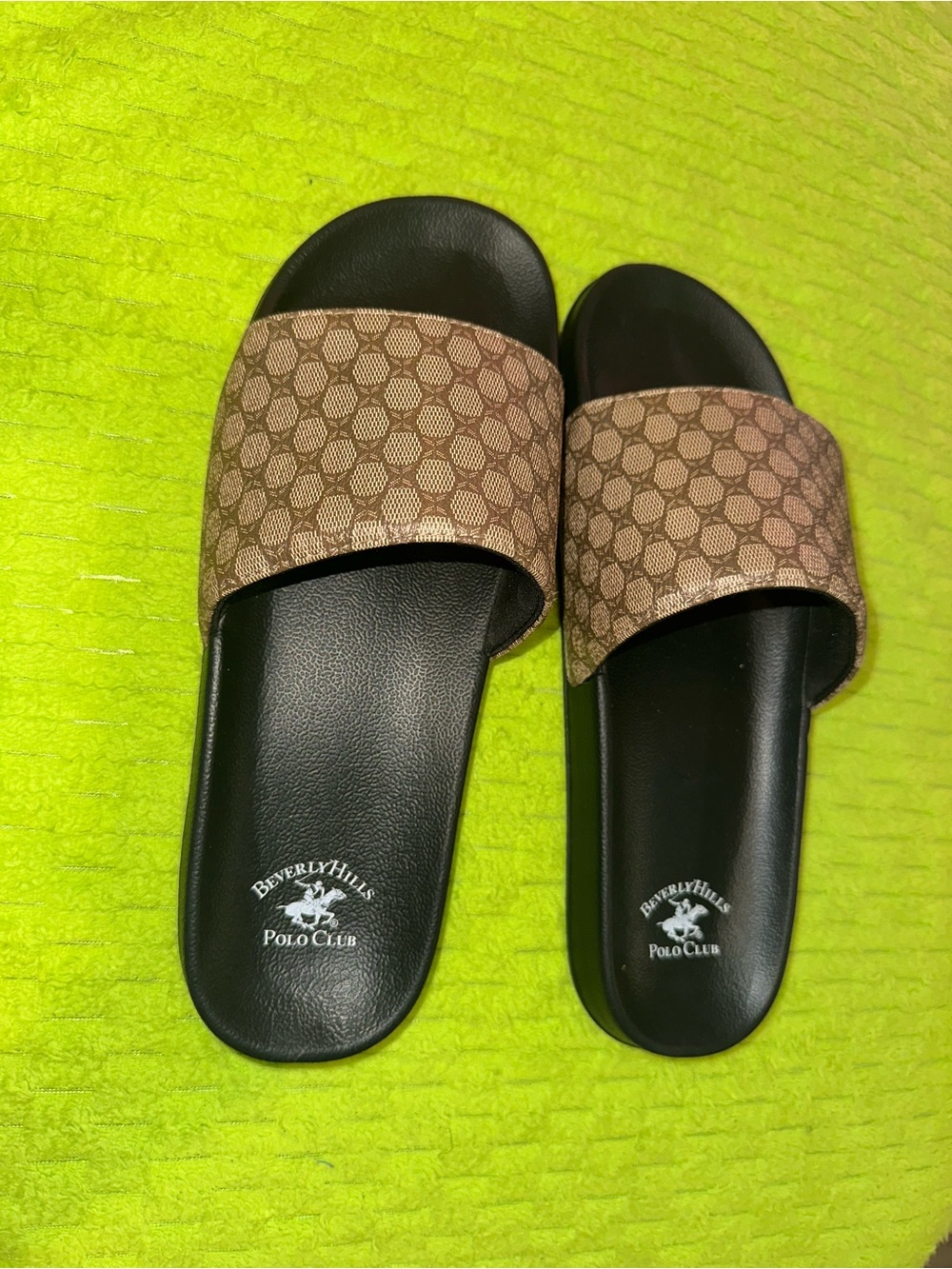 Beverly Hills Polo Club Brown & Black Slide Sandals